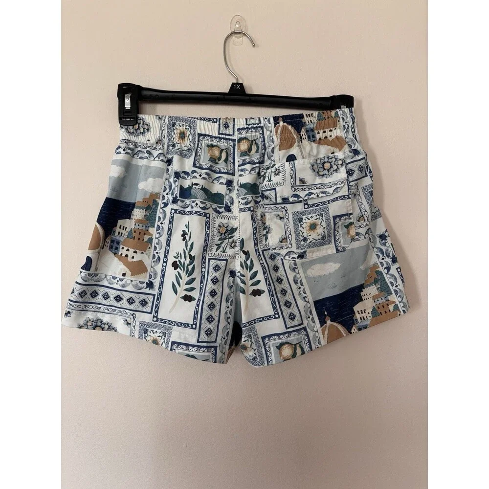 Abercrombie & Fitch 3inch cabana postcard print swim shorts in blue Size XS